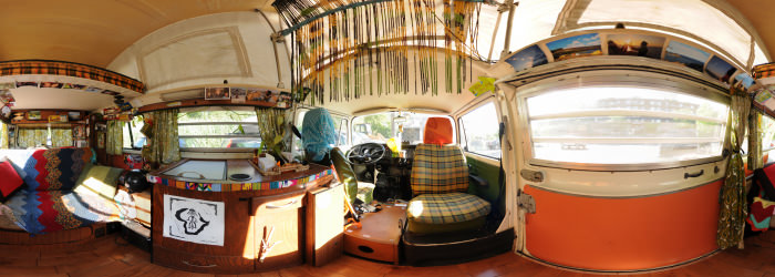 Inside VW bus, Westfalia 1976 - Virtual tour